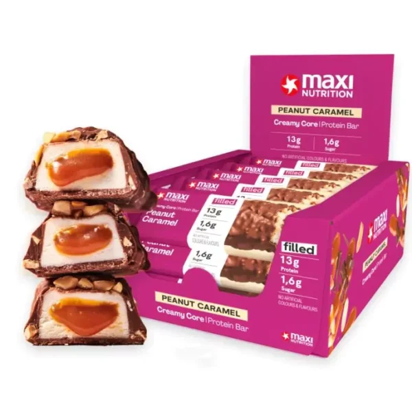 MaxiNutrition Creamy Core Protein Bar Peanut Caramel 45g – Tray
